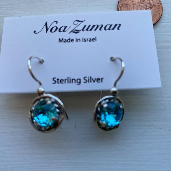 Nice Noa Zuman Sterling Silver 925 Dangle Earrings with Blue Quartz. Brand New - Picture 6 of 7